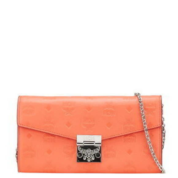 MCM Visetos Chain Wallet Red Leather - Picture 1 of 8